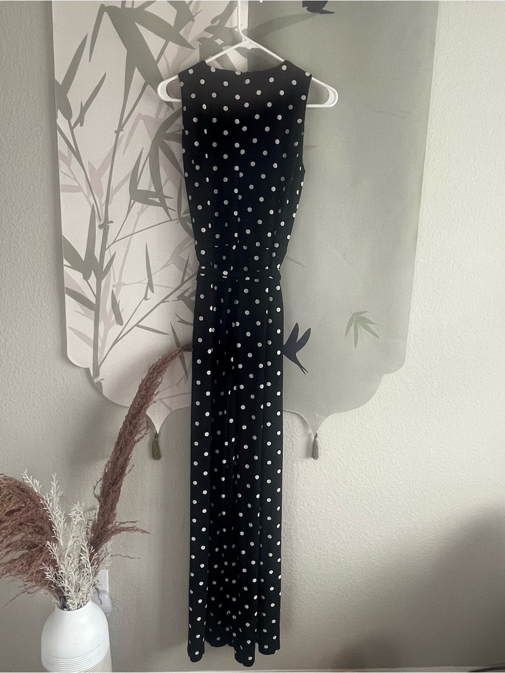 Ralph Lauren Black Polka Dot Sleeveless Jumpsuit